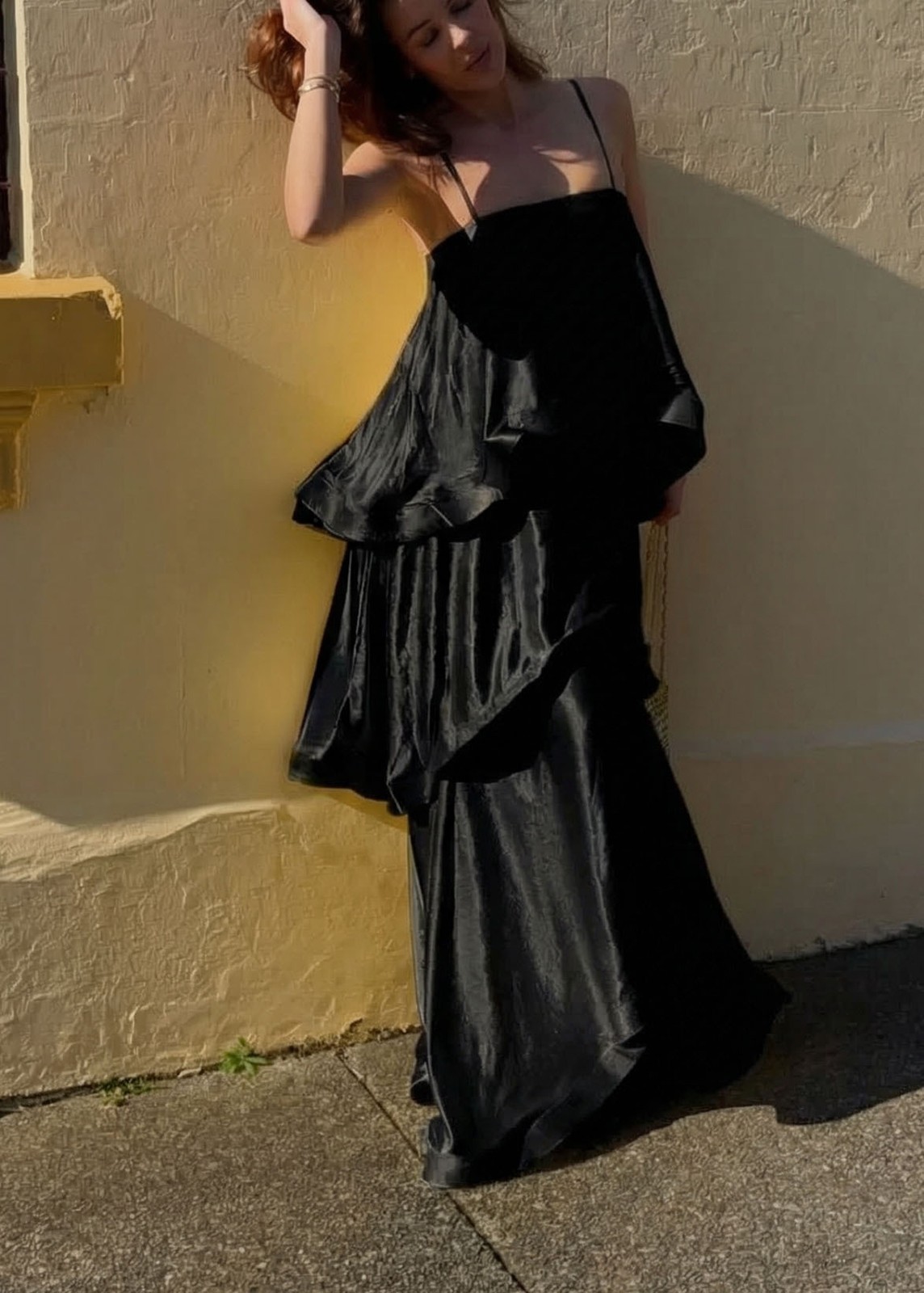 NEW Satin Wide-leg Strap Multi-layered Holiday Dress Sizes S-XL