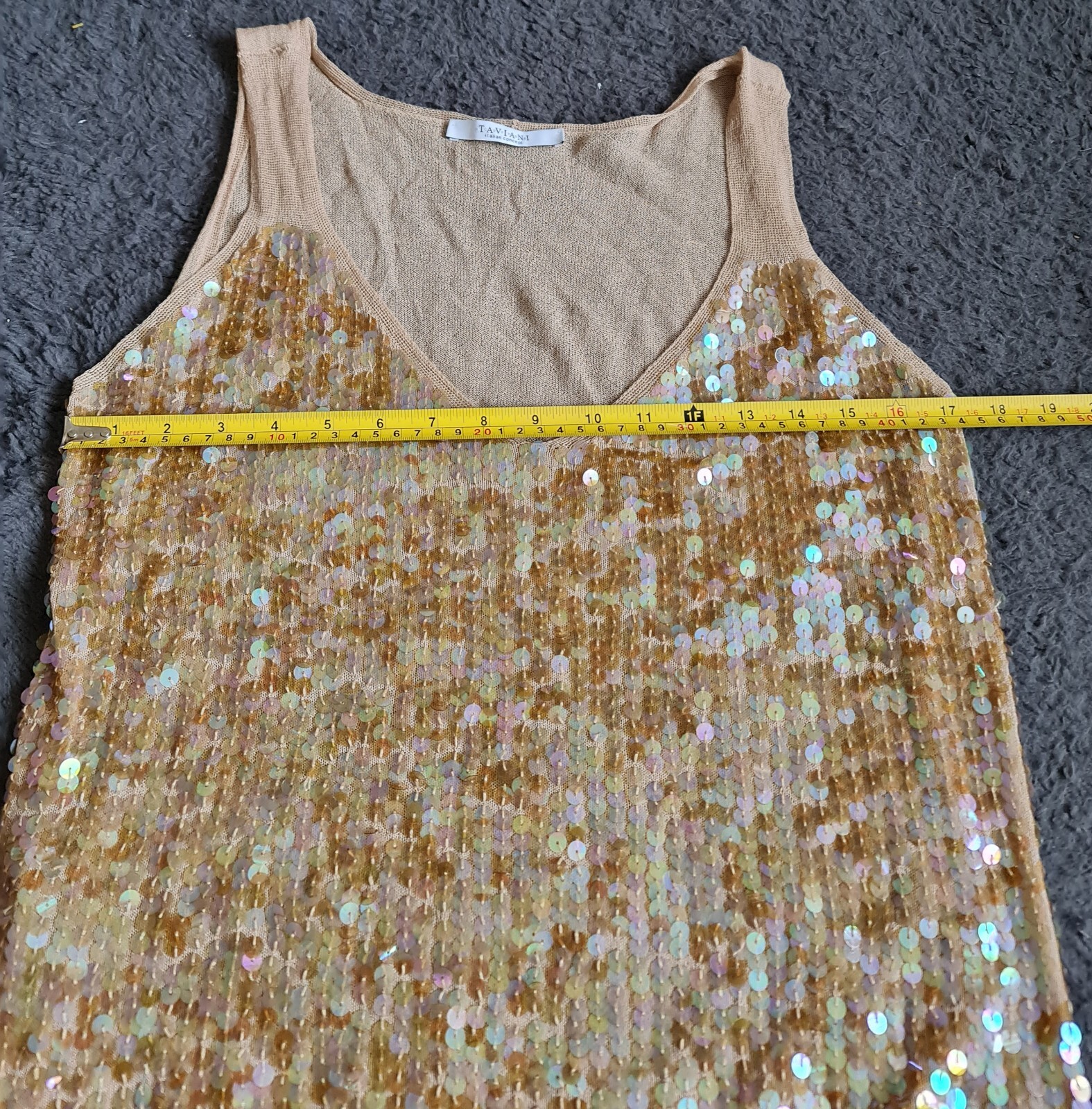 Taviani Italian Concept, Size 19, Beige Sparkly Top, used