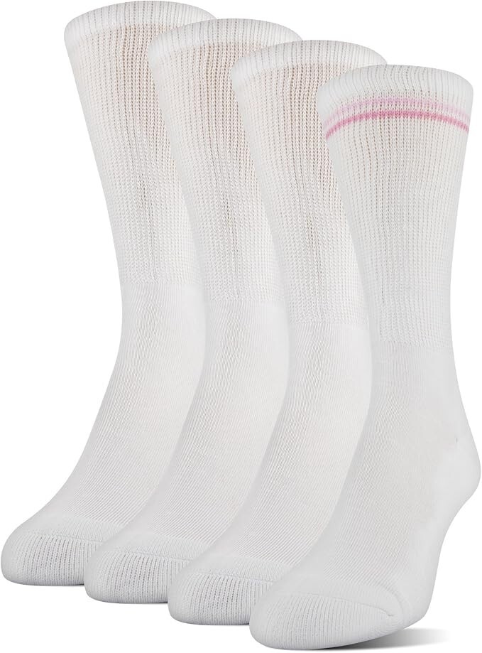 4 Pairs Medipeds Womens Non Binding Cushioned Smooth Toe Diabetic Crew Socks