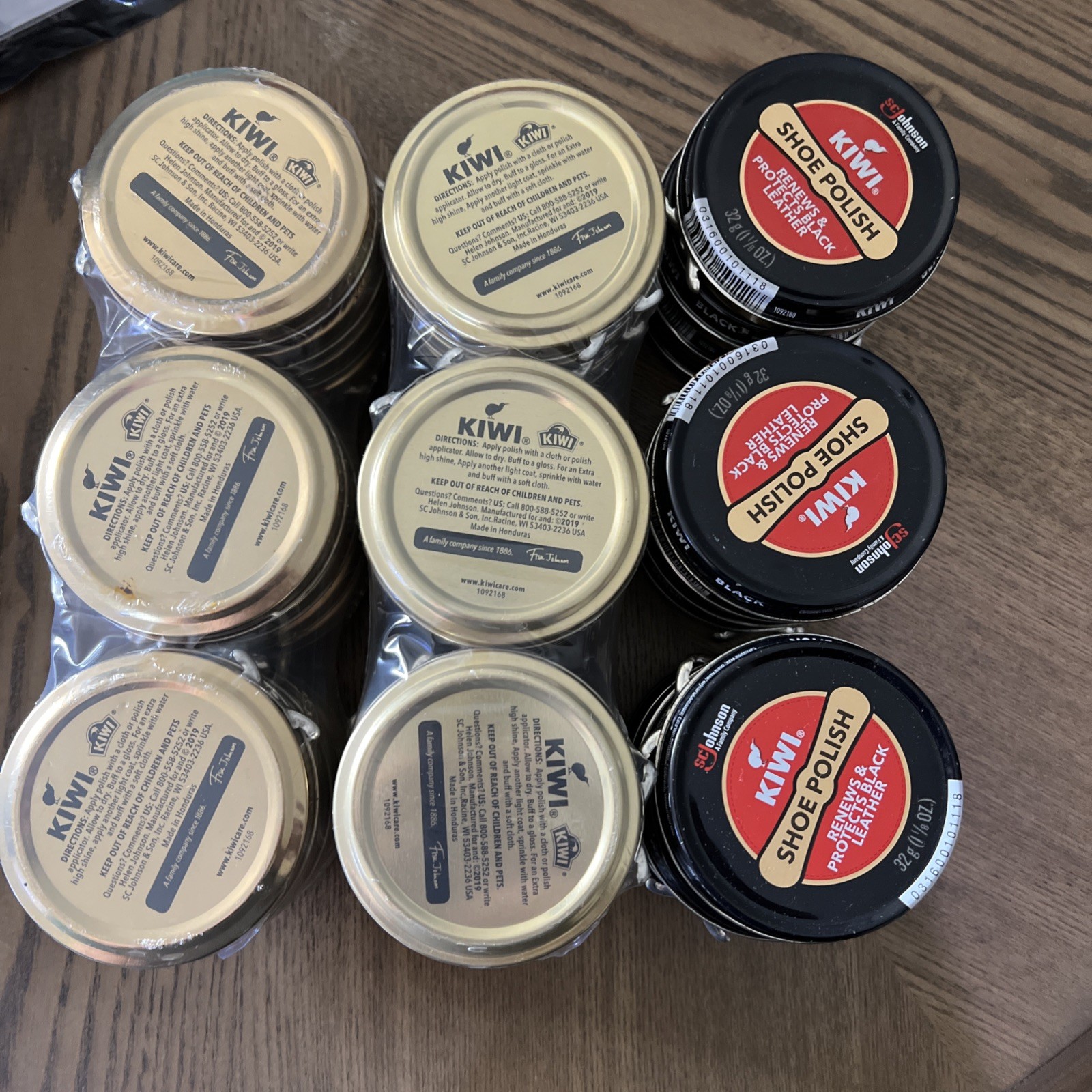 KIWI Shoe Polish – Lot of 3 – Black Brown & Neutral – 1 1/8 oz Cans – NEW