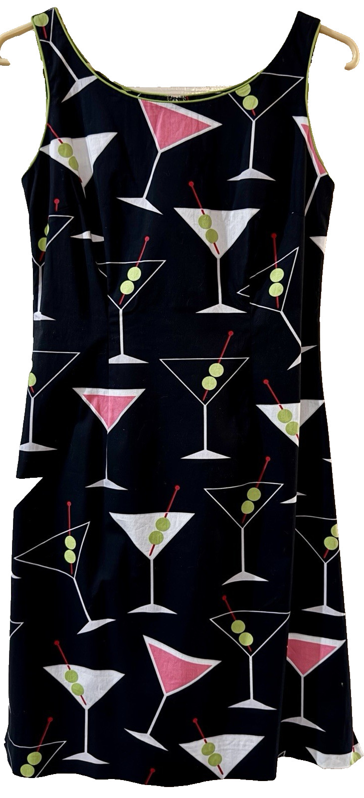 Becky & Max Y2K Black Martini Print Sleeveless Dress sz 2 NWOT