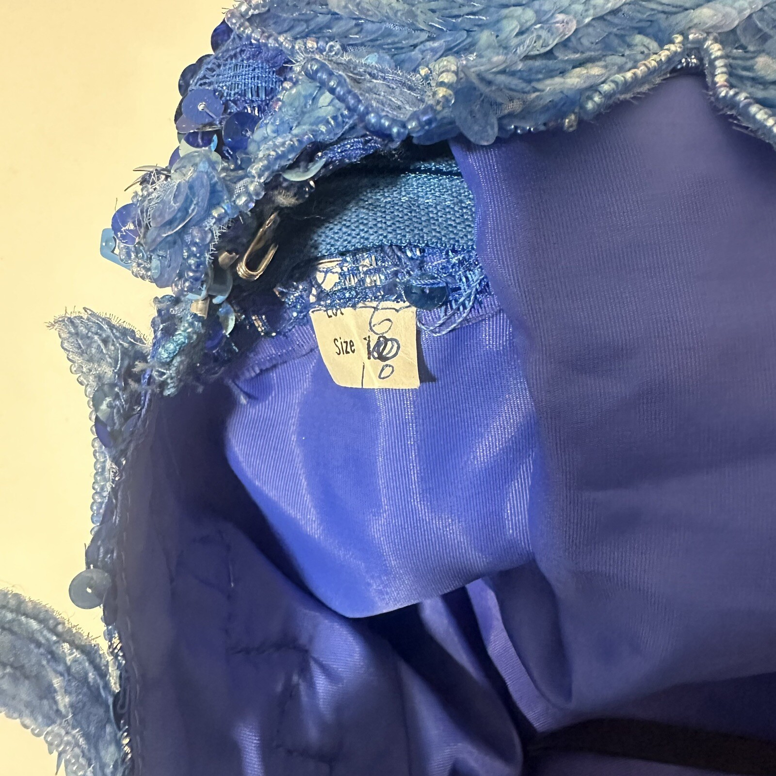 Vtg 70s Embellished Sequined Dress Party Cocktail Blue Full Length Prom Eras 10