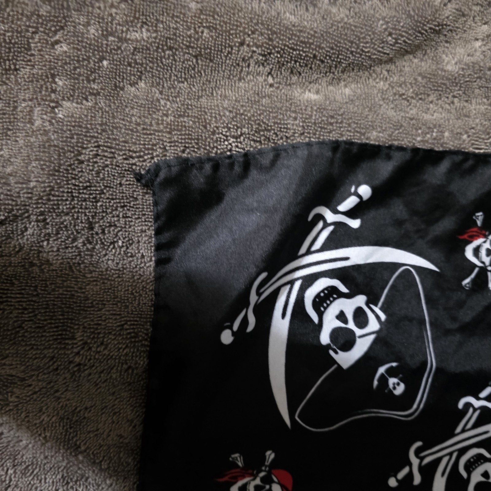 Pirate handkerchief black red and white polyester fiber size 19 X 19