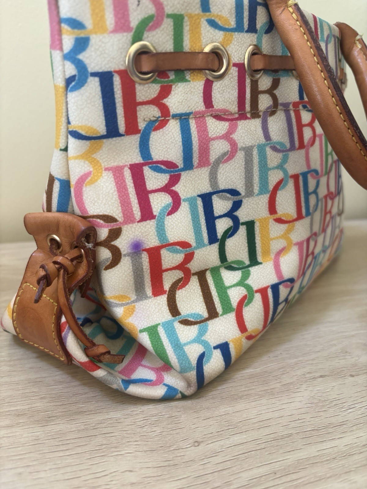 Dooney & Bourke Multicolor Monogram Tote with Double Handles Tassel