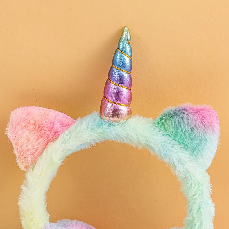 1pc Colorful Unicorn Plush Earflap Winter Warm Earmuffs with Cat Ears – NEW