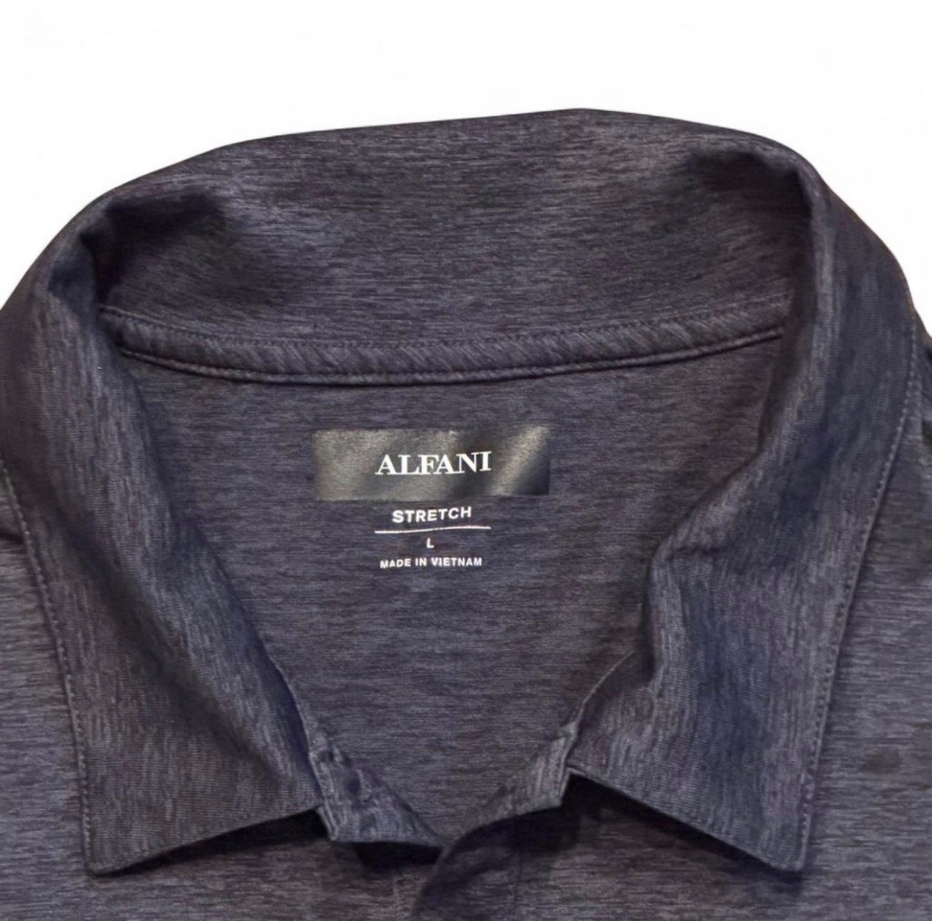 Alfani Polo Shirt Mens L Gray Stretch Short Sleeve Casual Lightweight