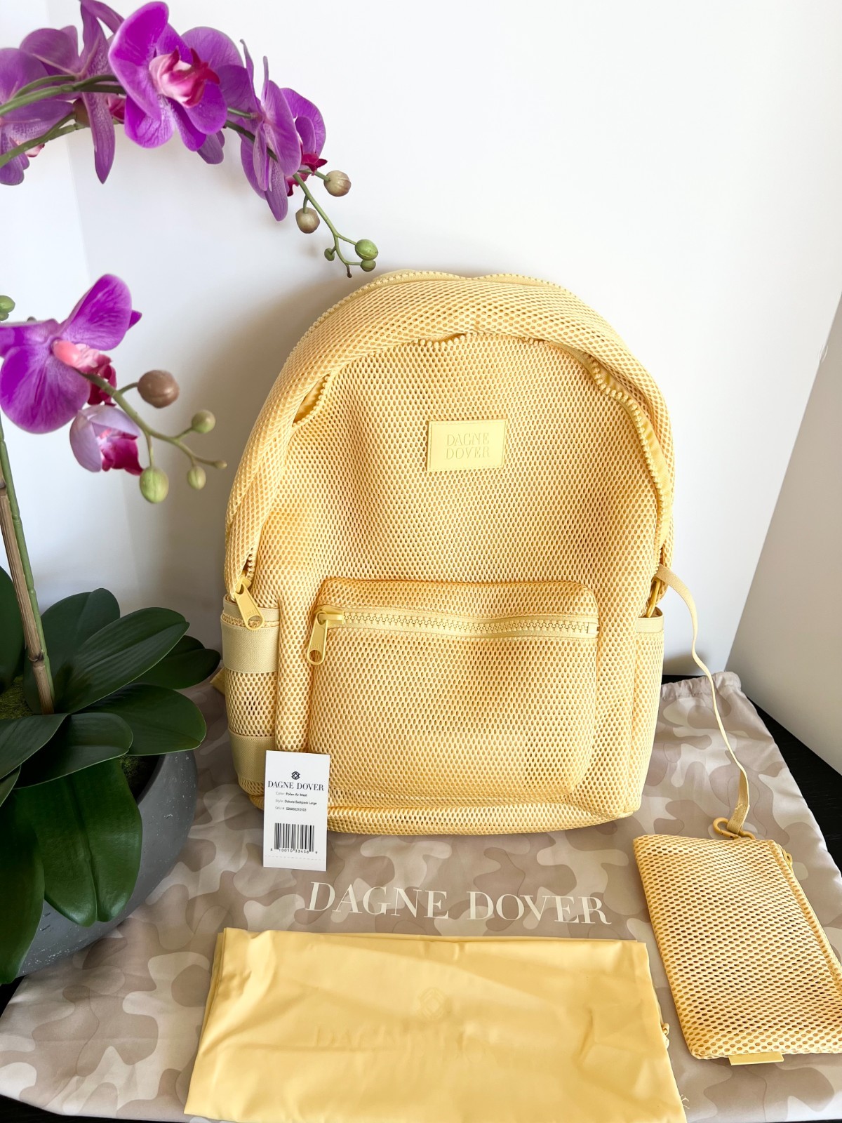 Authentic Brand New Dagne Dover Dakota Air Mesh Large Backpack in Pollen