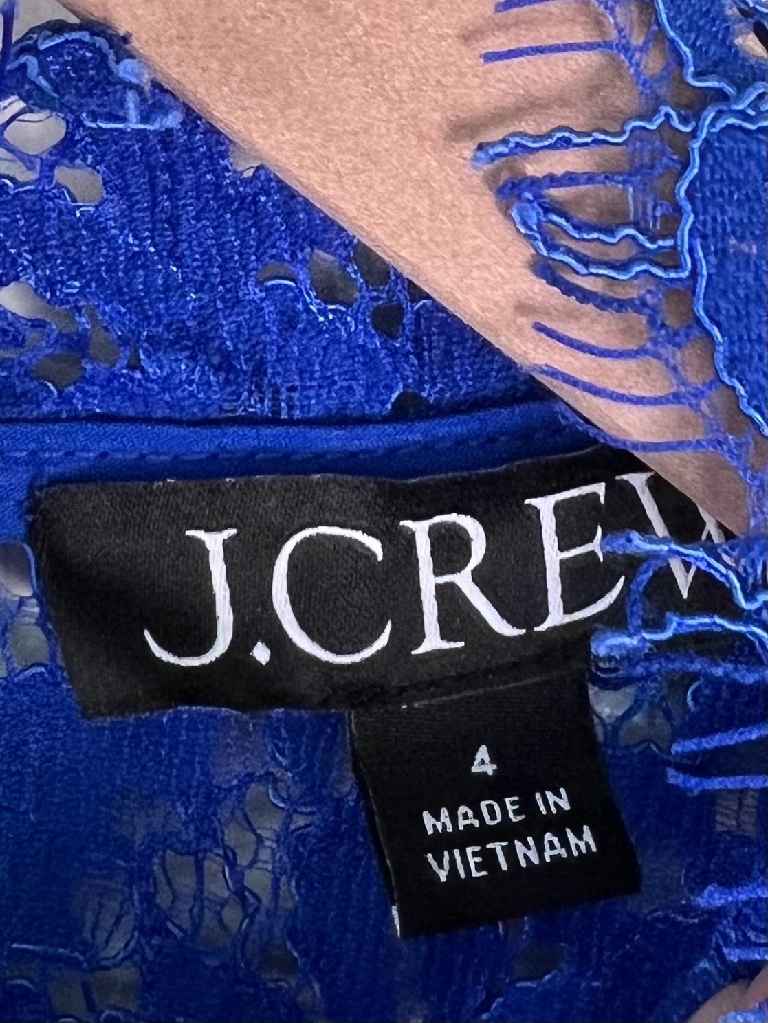 J.Crew Floral Lace Mock-Neck Blouse Blue with Camisole Lining Size 4