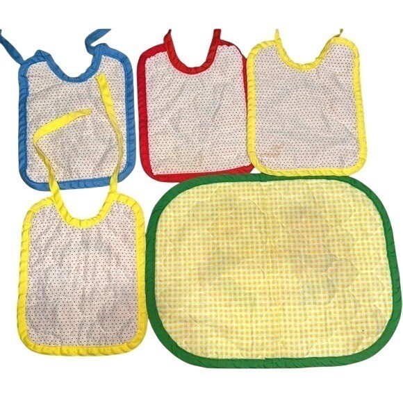 Vintage 60s Snoopy Days Of The Week Bibs & Sesame Street Place Mat
