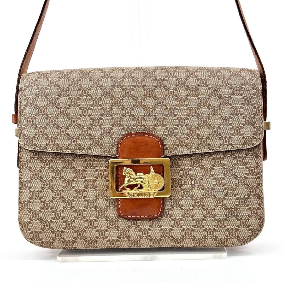 CELINE Shoulder Bag Macadam Horse carriage hardware Authentic From Japan