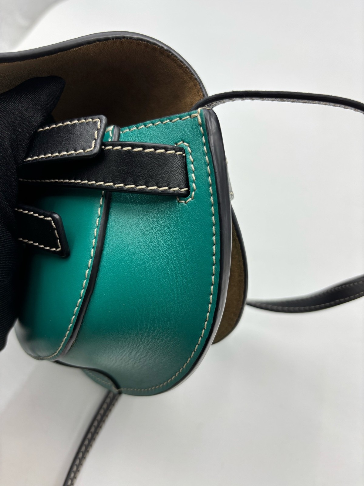 Loewe Pre-Owned Authentic Gate Saddle Bag Blue 13*8*11cm