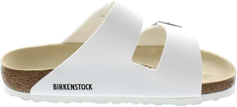BIRKENSTOCK UNISEX ARIZONA LEATHER SANDALS – SIZE: MEN 4 WOMEN 6 – WHITE/BEIGE