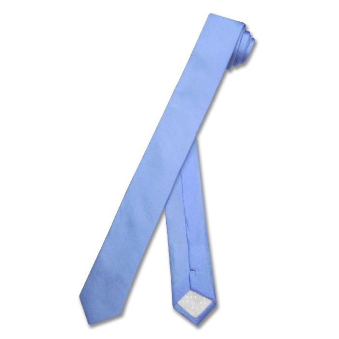 100% SILK Narrow NeckTie EXTRA Skinny SKY BABY BLUE Color Men’s Neck Tie 1.5″