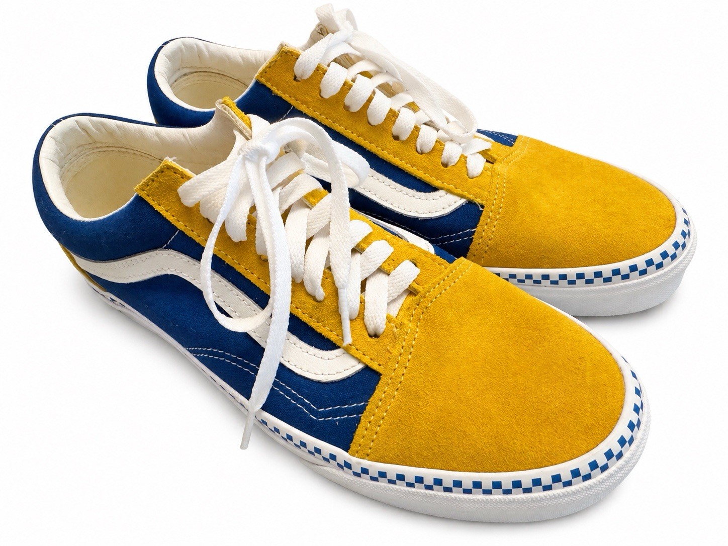 Vans Old Skool Blue Yellow Checkerboard Men’s Size 8.5 Excellent Pre-Owned