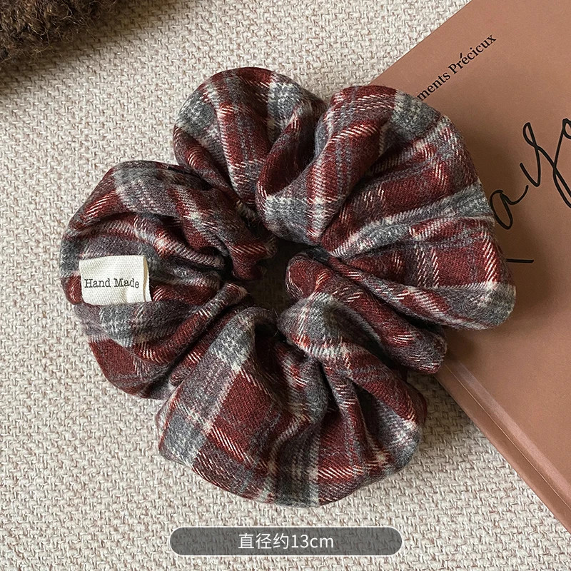 1pc Fashion Plaid Hair Scrunchie Women Girls Elastic Hair Rubber Bands Accessori