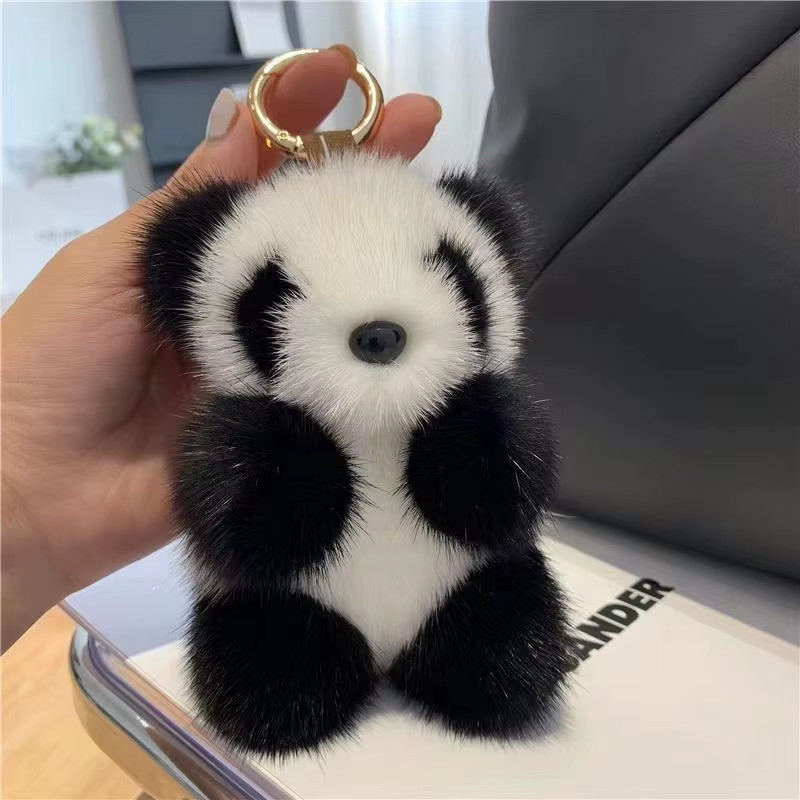 Cute Panda Plush Toy Keychain | Cartoon Bag Pendant & Car Key Charm