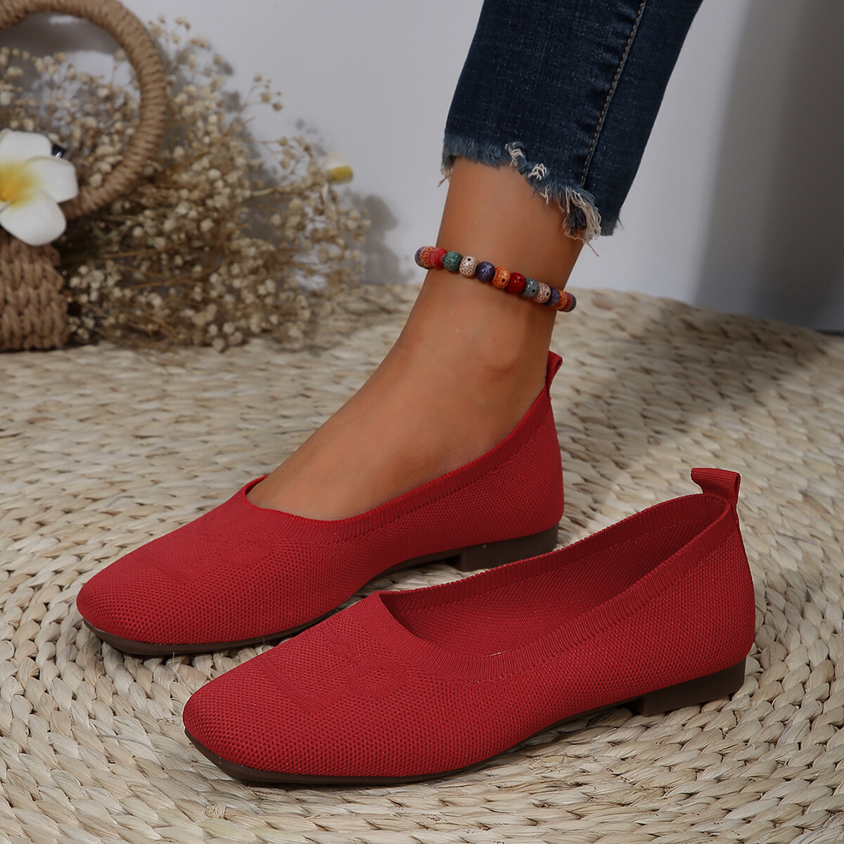 Women’s Ballet Flats Shoes Comfortable Soft Casual Slip on Dress Shoes Square
