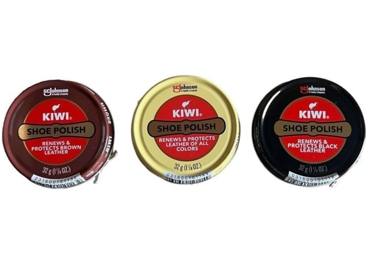 KIWI Shoe Polish – Lot of 3 – Black Brown & Neutral – 1 1/8 oz Cans – NEW