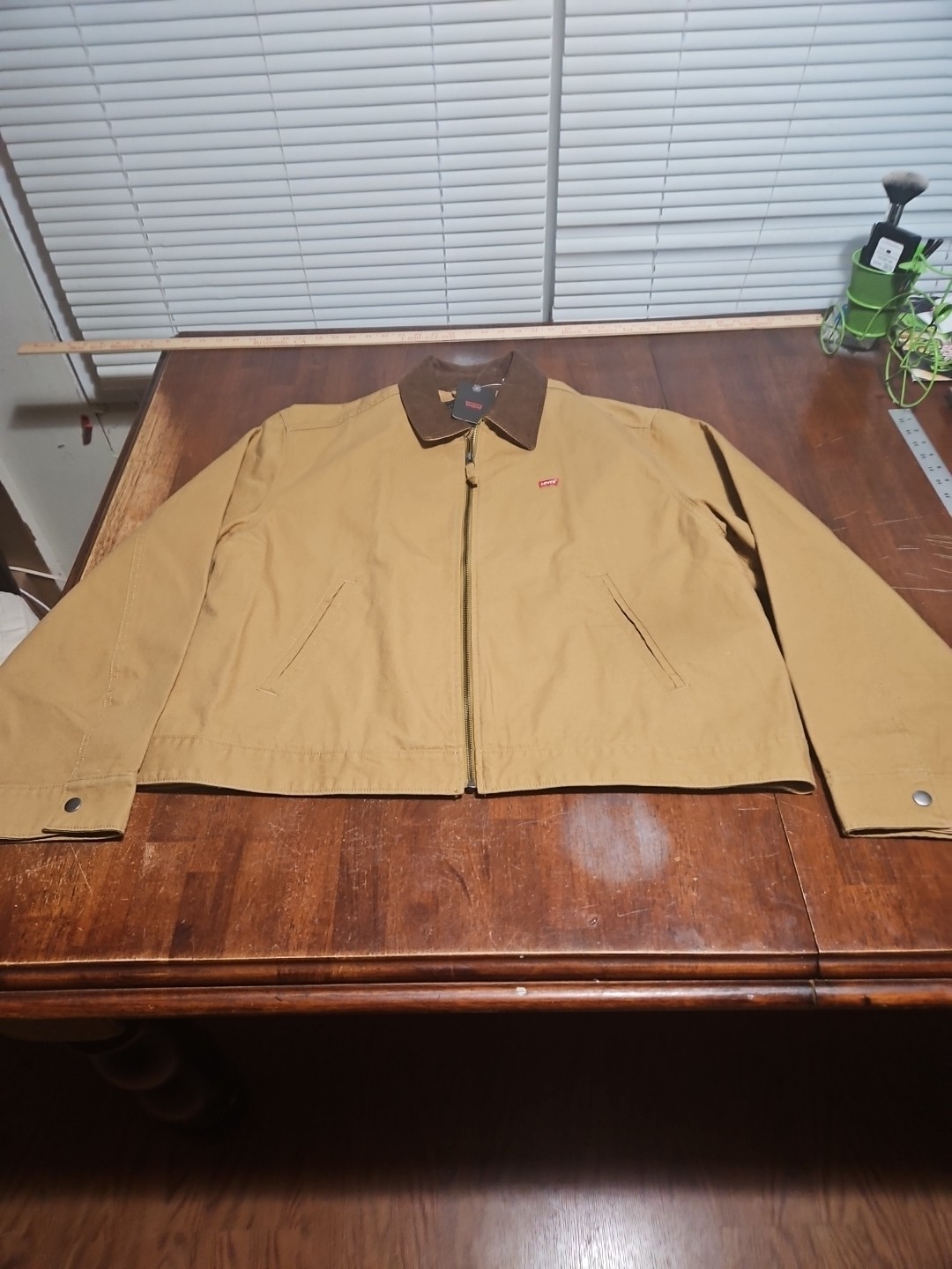 Levi’s Men’s Workwear Jacket Tan Ripstop Corduroy Collar Full Zip Size M