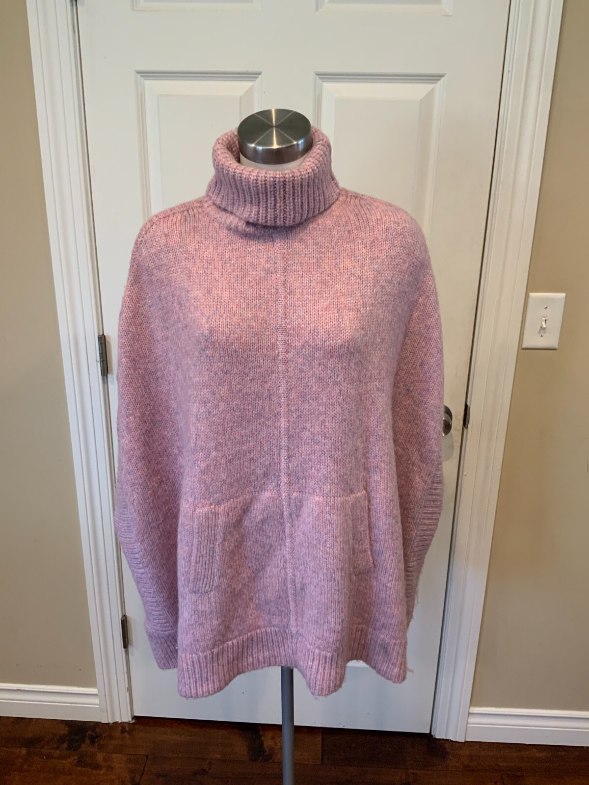 J.Crew Light Purple Wool Blend Turtleneck Poncho, Size XS/Small
