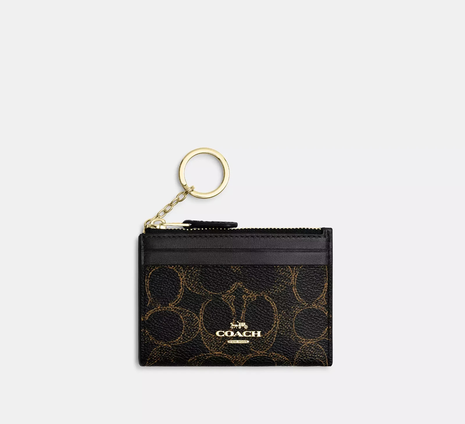 Mini Skinny Id Case – CE120 Brown/Gold Loved Signature Canvas & Leather –