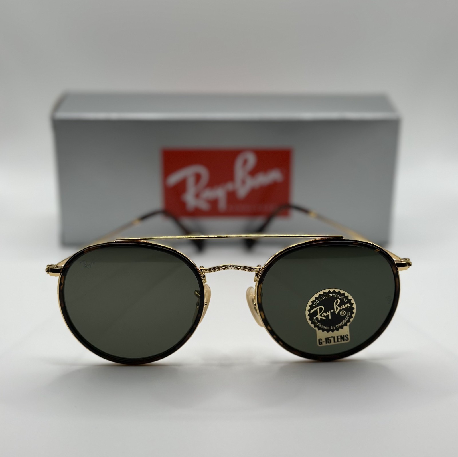 Ray-Ban RB3647N 001 51-22 Round Double Bridge Gold Frame G-15 Lens 51mm-Havana