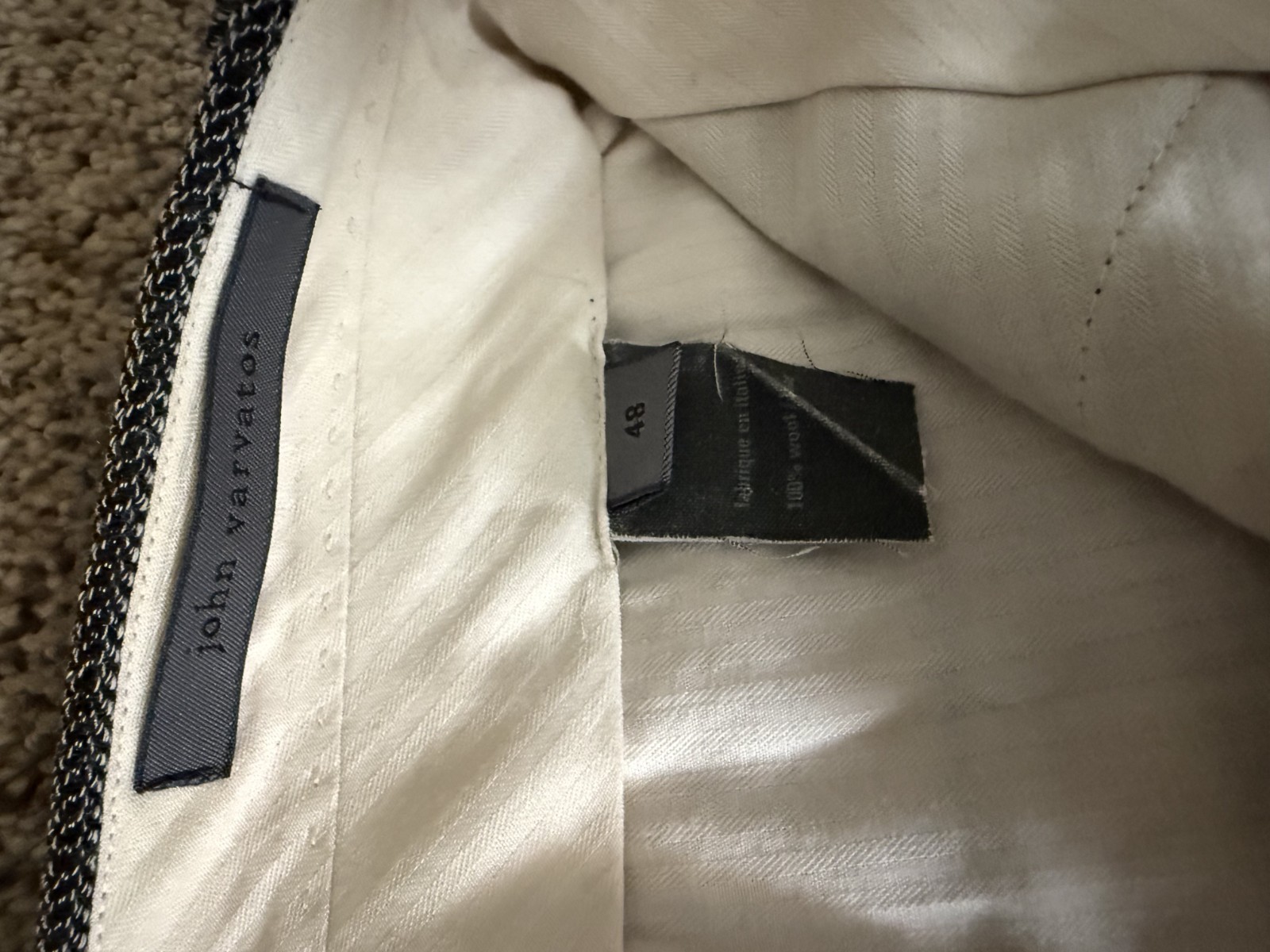 john varvatos hand made italian suit 40, 42