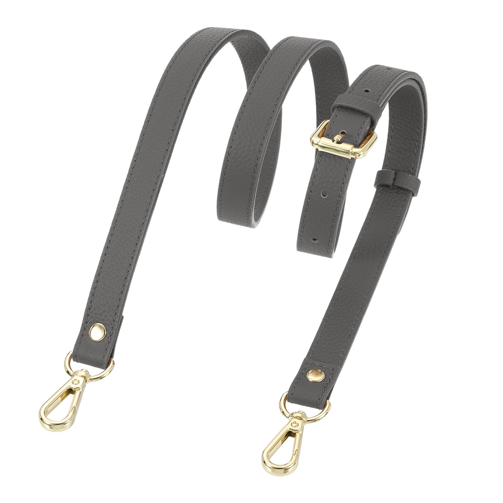 0.7″ Genuine Leather Purse Strap for Bag (Dark Gray, Gold Buckle)