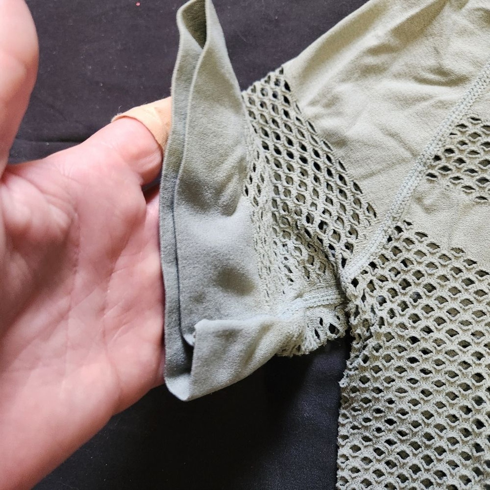 Varley Olive Mesh Short Sleeve Tee Size S