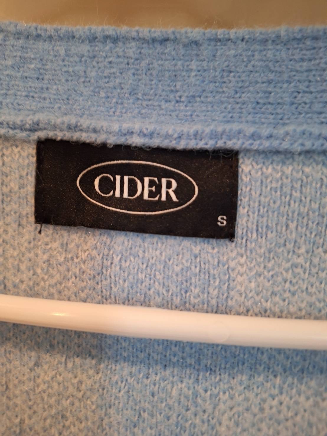 CIDER M Blue Knit Sweater Vest Rhinestone Buttons EUC
