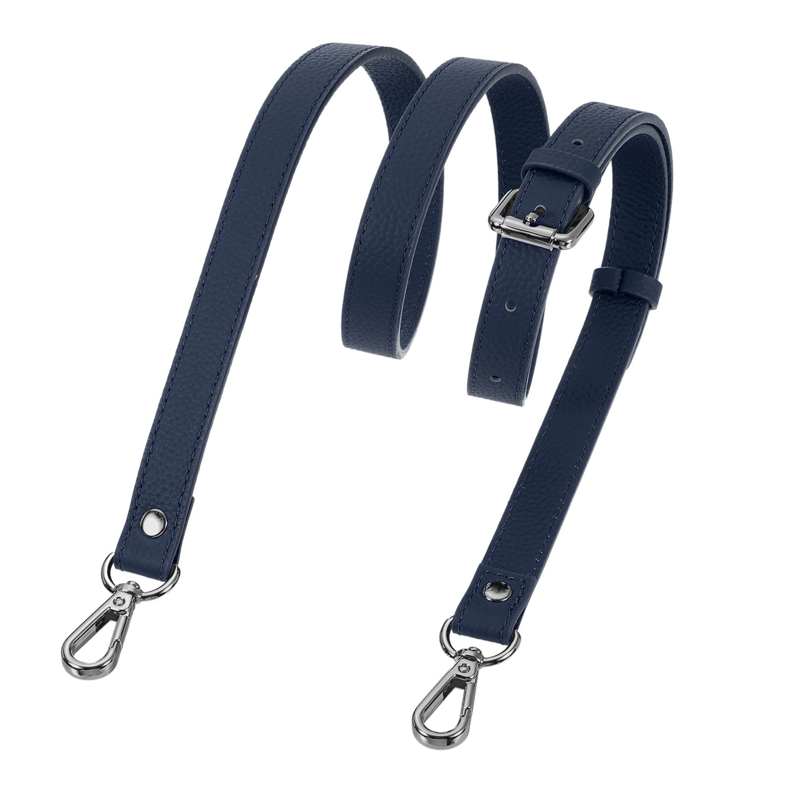 0.7″ Genuine Leather Purse Strap for Bag Dark Blue Black Buckle