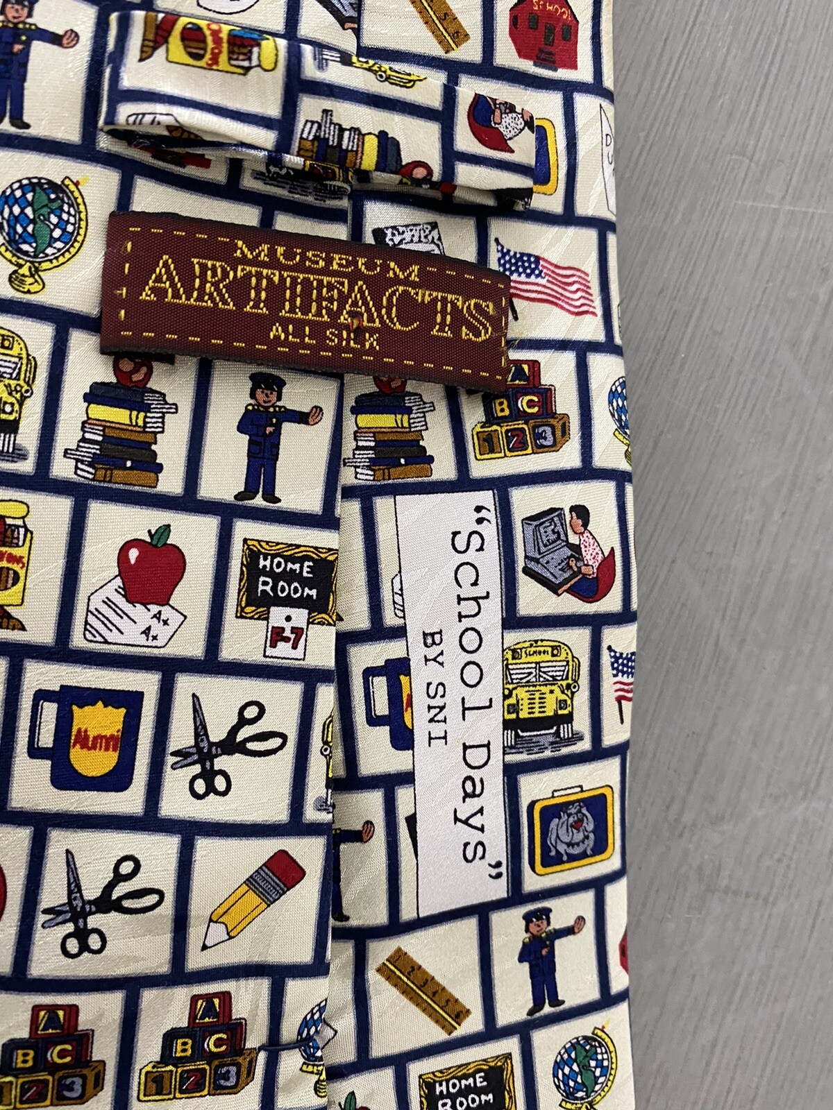 SCHOOL DAYS Design Silk 60″ Men’s Novelty Neck Tie made in USA, Museum Artifacts