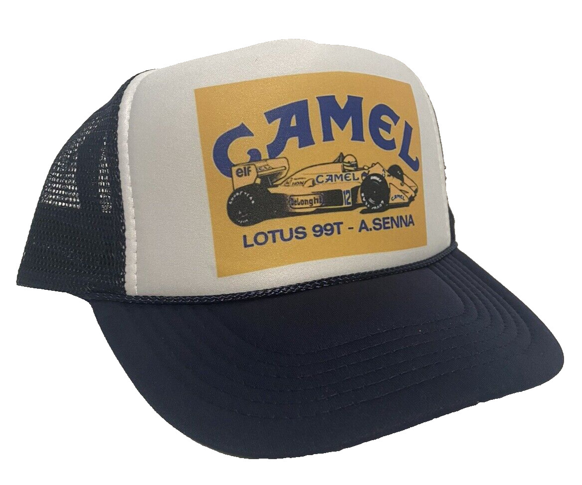 Vintage Camel Racing Hat Formula 1 Trucker Hat Lotus A. Senna snapback Navy Cap