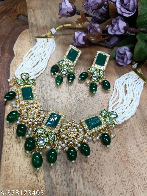 Indian Bollywood Gold Plated Kundan Choker Bridal Necklace Earrings Jewelry Set