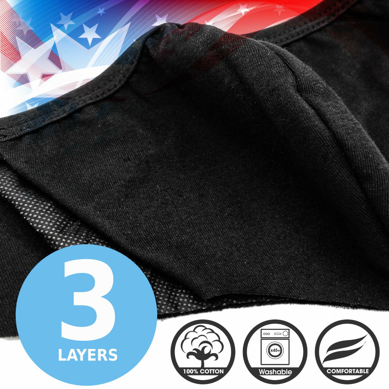 Black Unisex Face Mask Reusable Washable Cover Masks Fashion Cloth Men Women USA
