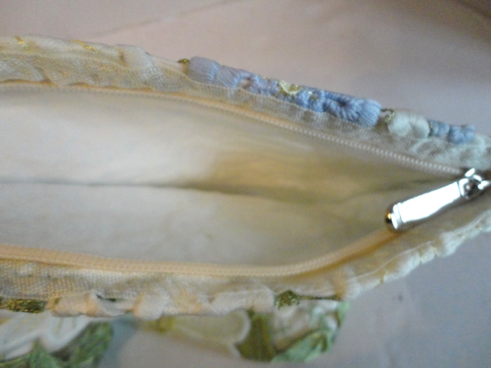 Clutch Bag Dressy Wedding Special Event Embroidered Flowers 8.5 x 10 inches