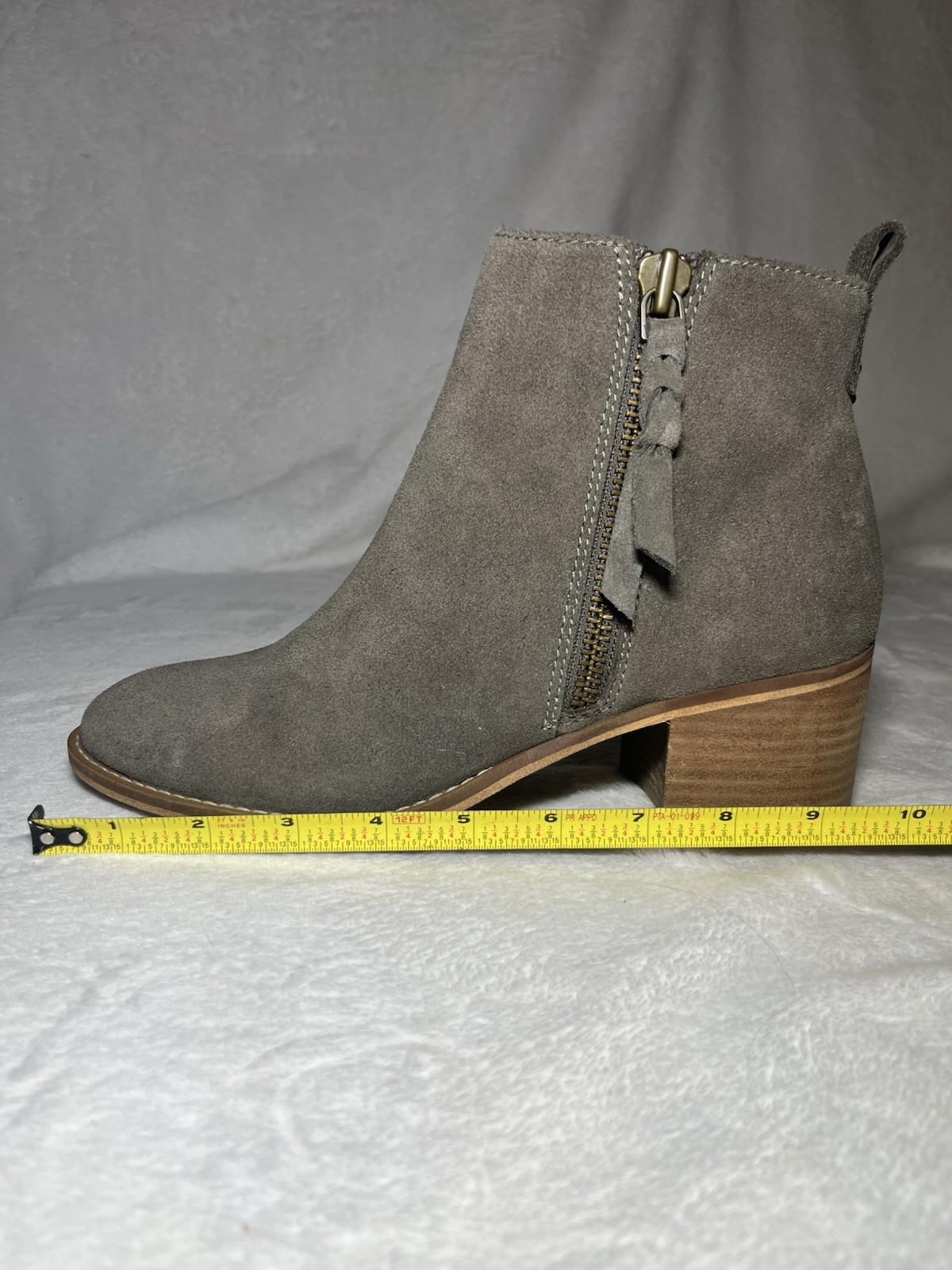 BP Block Heel Booties Grey Suede 2.5 Inch Size 8.5
