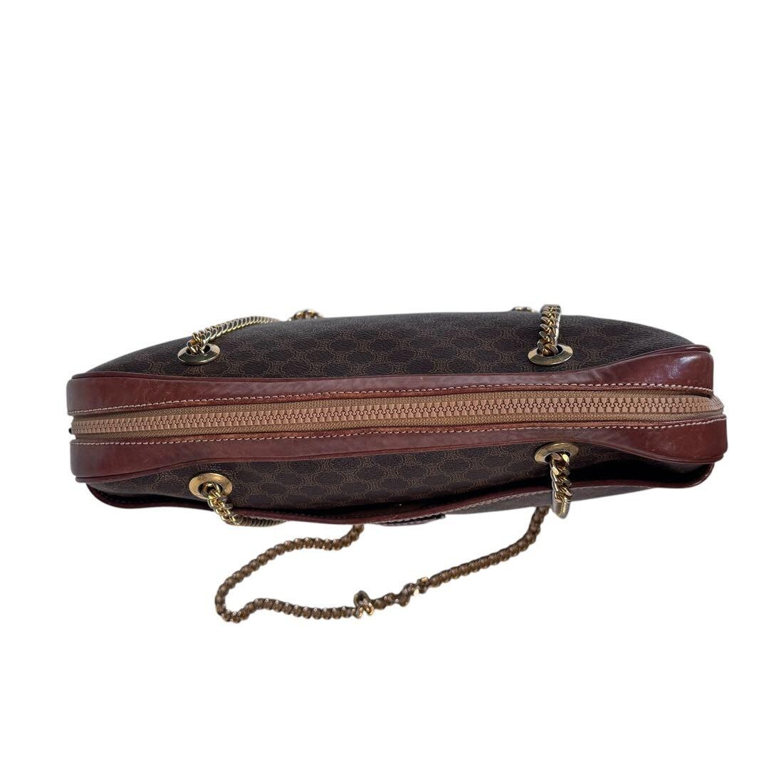 CELINE Shoulder bag Macadam PVC Leather Brown Vintage Authentic From Japan