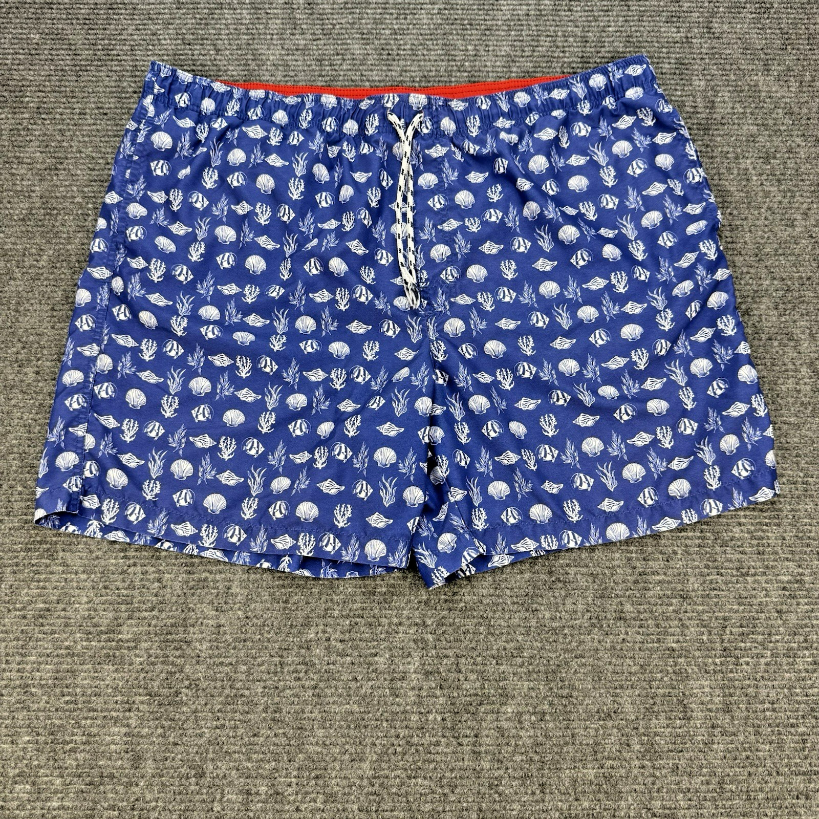 Newport Blue Men’s Swim Trunks 2XL Blue Fish Coral Print Mesh Lined Shorts