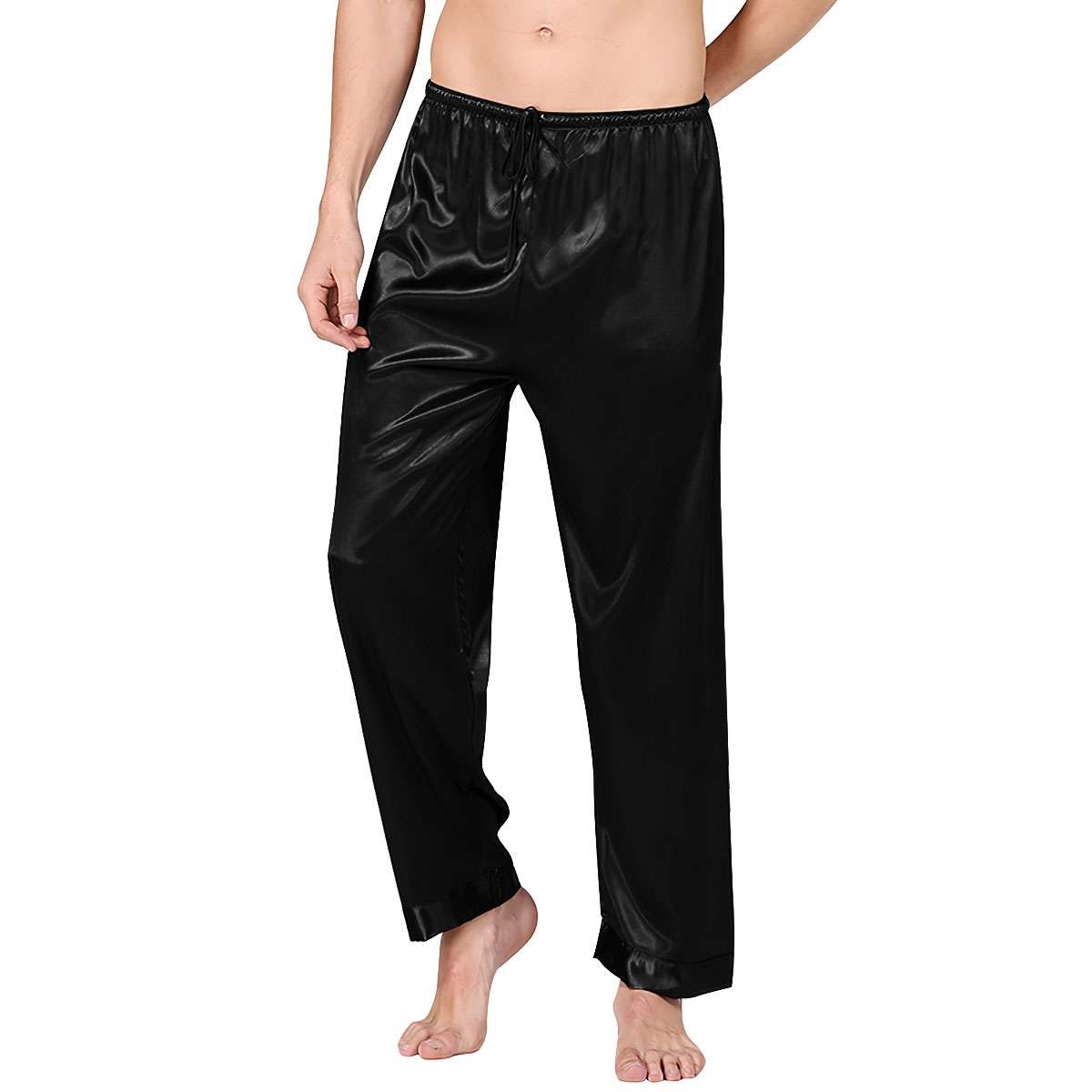 Men’s Satin Silk Pajama Pant, Soft Mens Lounge Pants Sleep Bottoms w/Drawstring