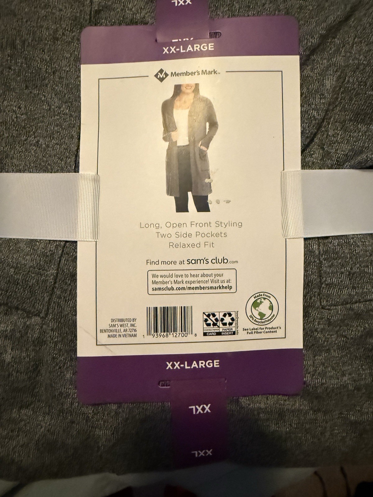 Member’s Mark Women’s Cardigan Light Grey Heather, Size XXL Brand New