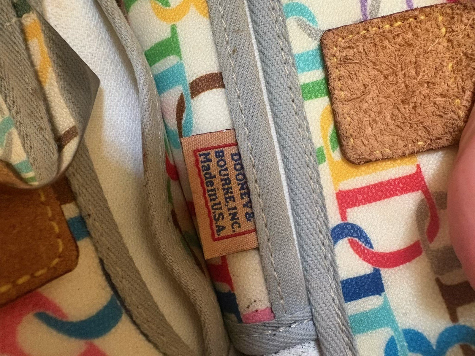 Dooney & Bourke Multicolor Monogram Tote with Double Handles Tassel