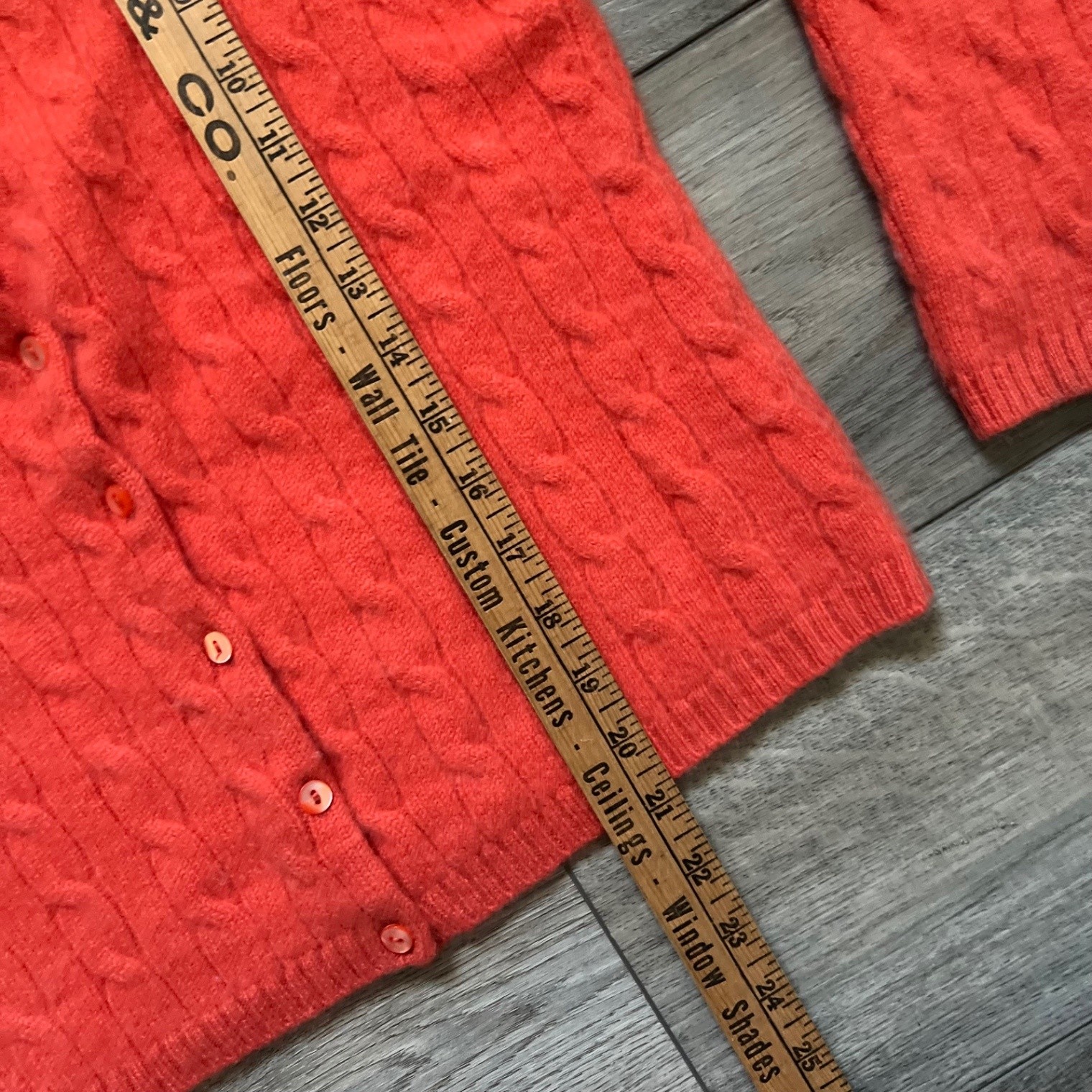 Lord & Taylor Women’s M Cardigan Cable Knit Sweater 100% Cashmere Coral