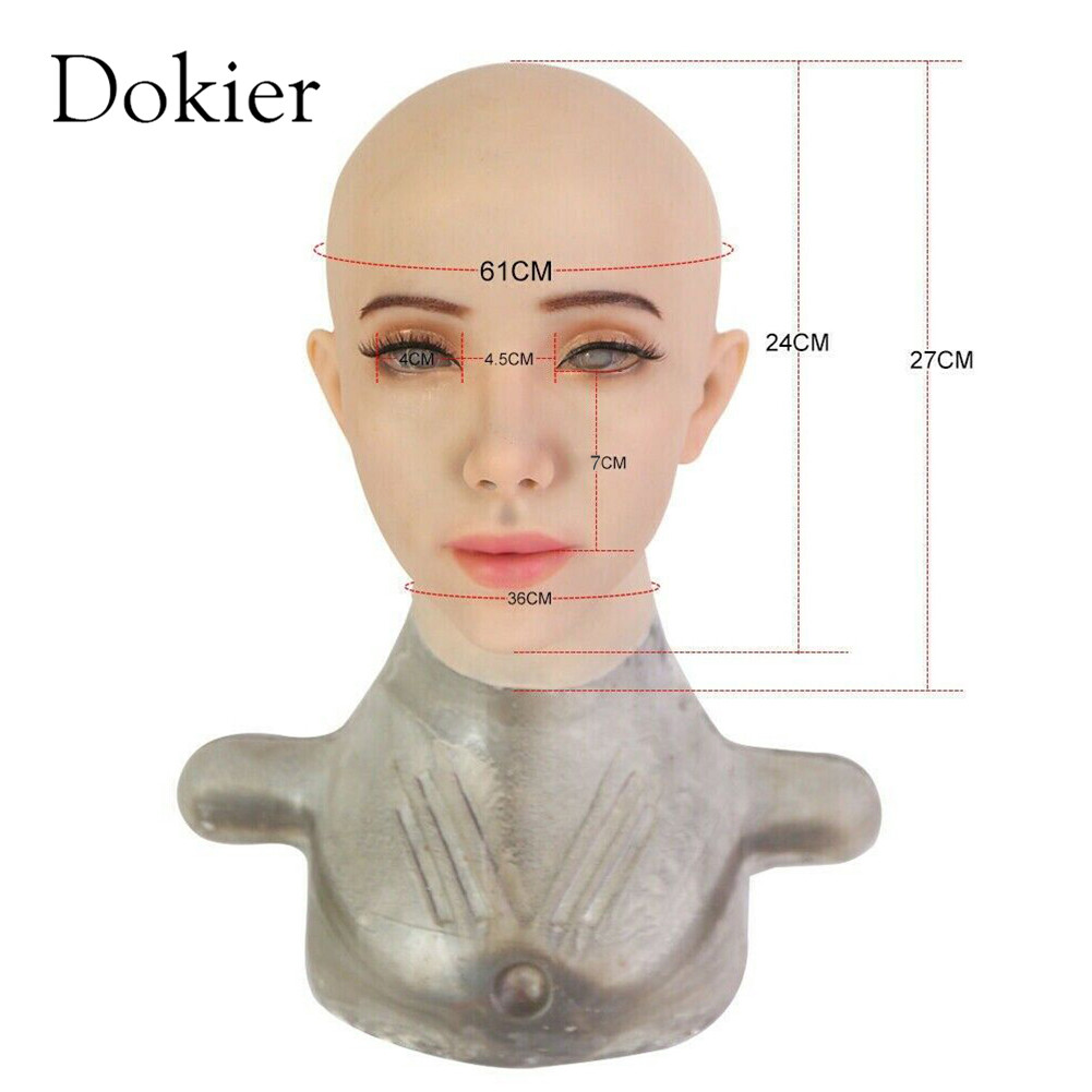 Dokier Realistic Silicone Female Mask Full Head Face Masks Cosplay Crossdresser