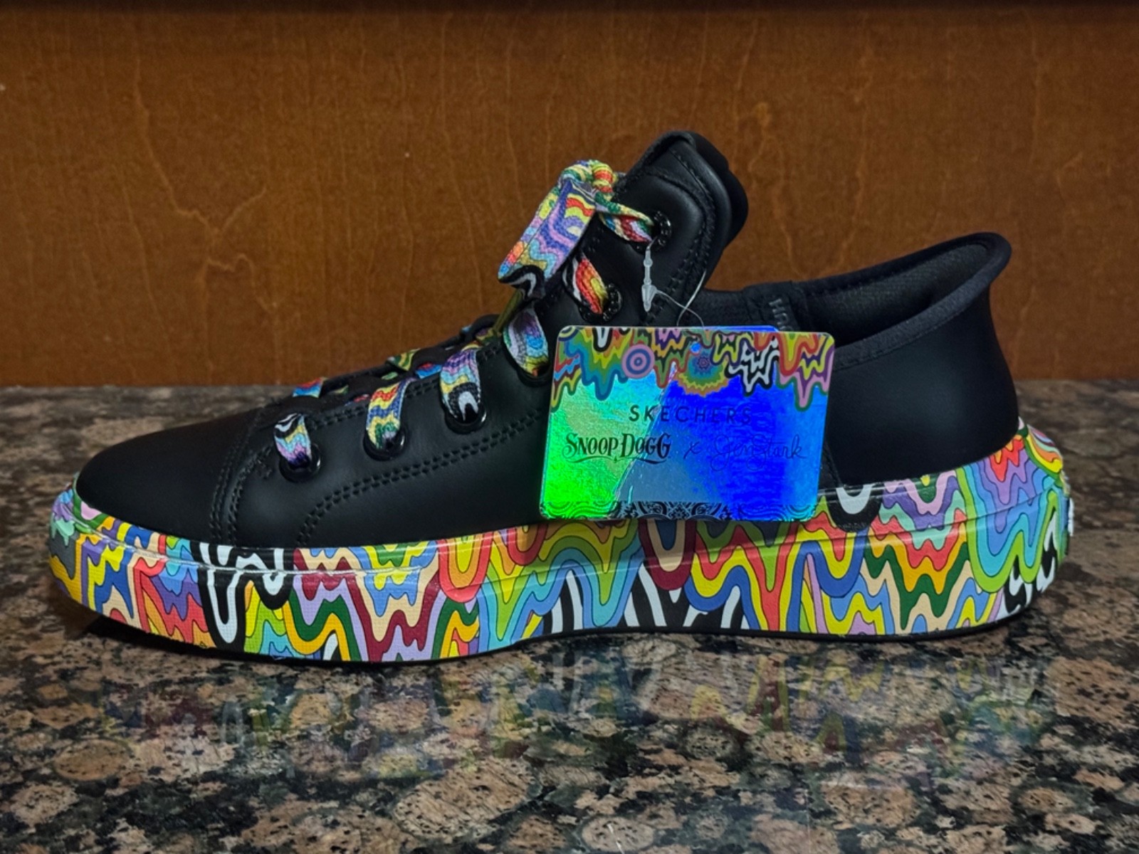 New! Mens SKECHERS SLIP-INS SNOOP ONE JEN STARK DOGGY DRIP SNEAKERS BLACK