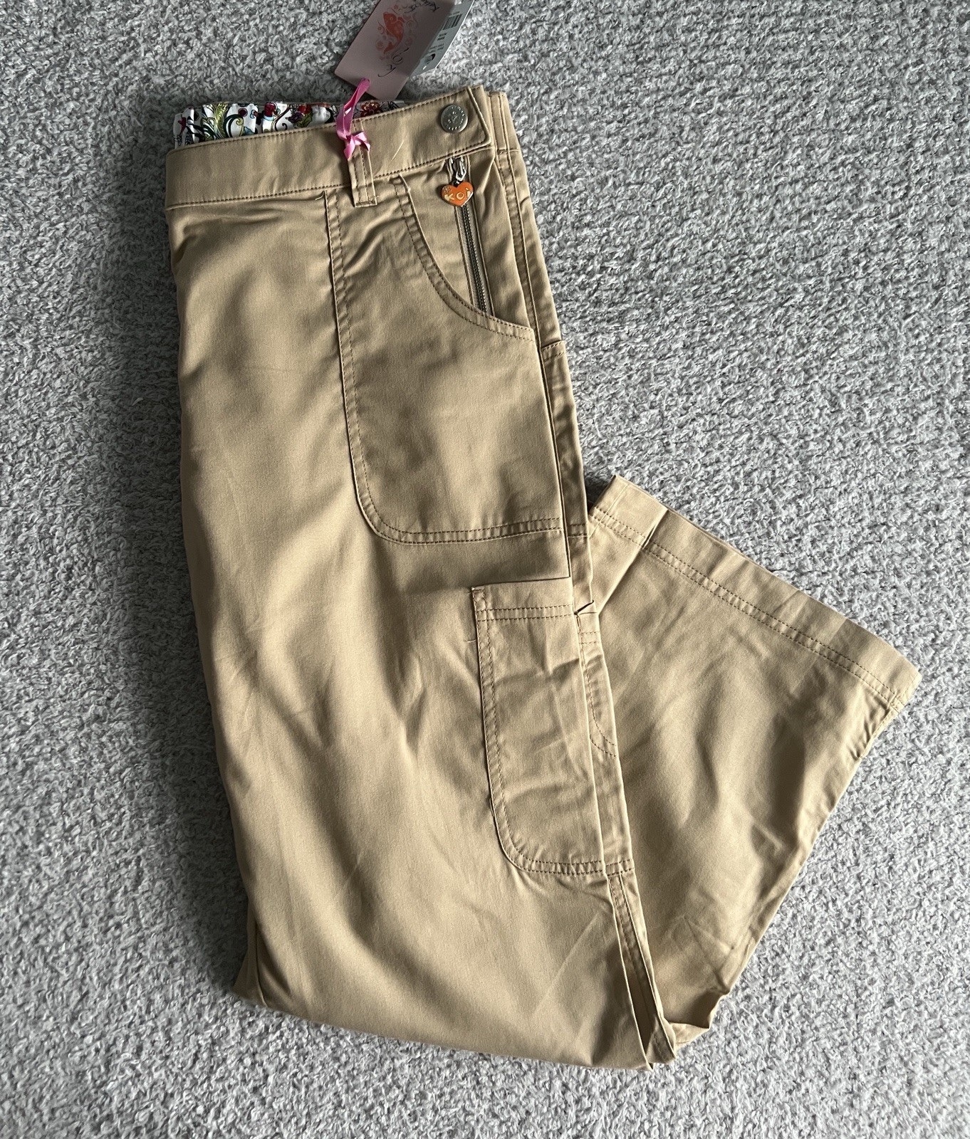 Koi Scrub Pants Women’s XL Petite XLP Camel Sara Cargo Nursing Medical Stretch