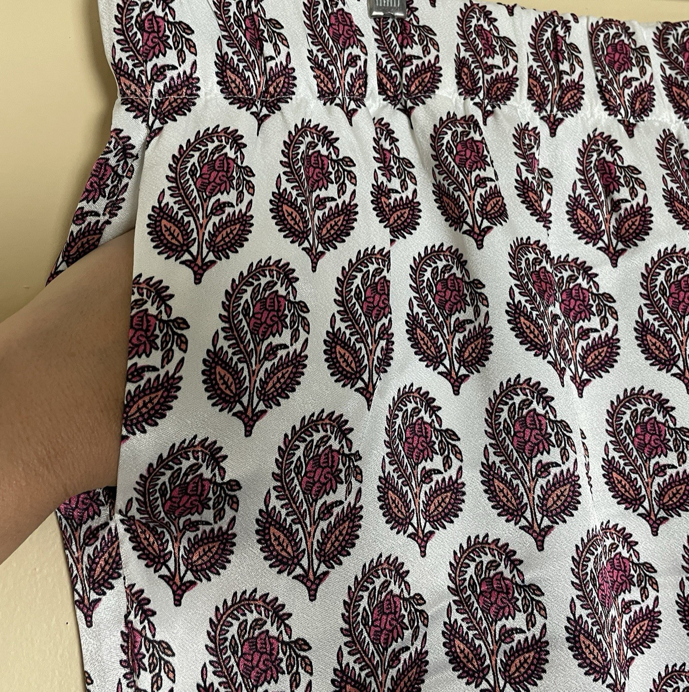 J. Crew Astrid Wide Leg Luster Crepe Pants 20 Bouquet Block Print Pull On BR787