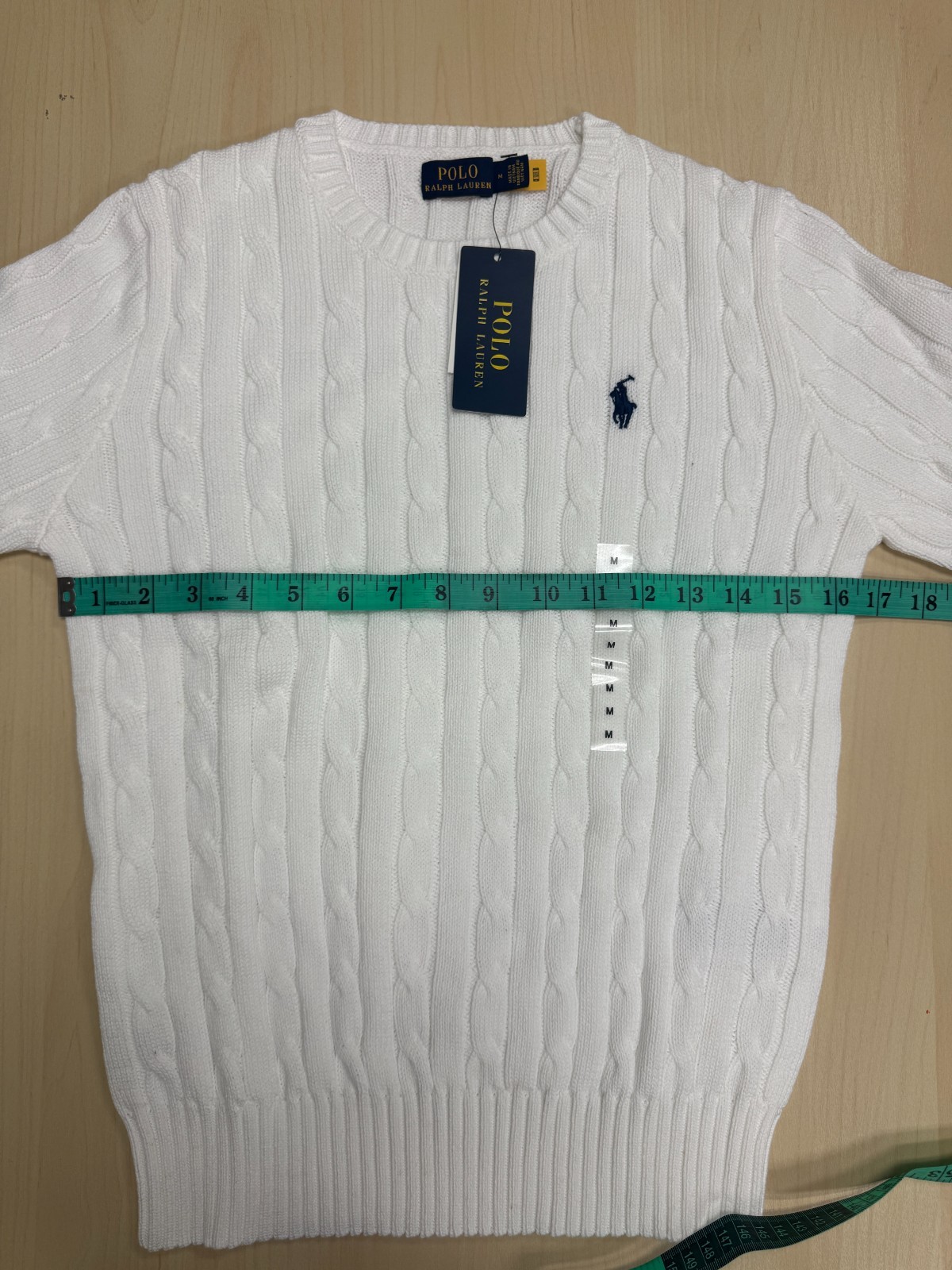 Polo Ralph Lauren Women’s Cotton Cable Knit Crew Neck Sweater White Size M NWT