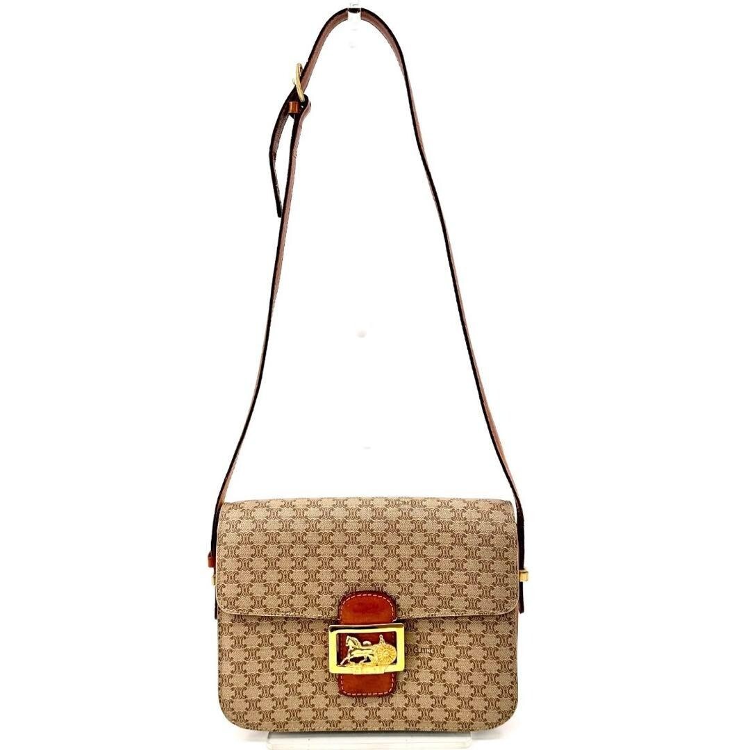 CELINE Shoulder Bag Macadam Horse carriage hardware Authentic From Japan