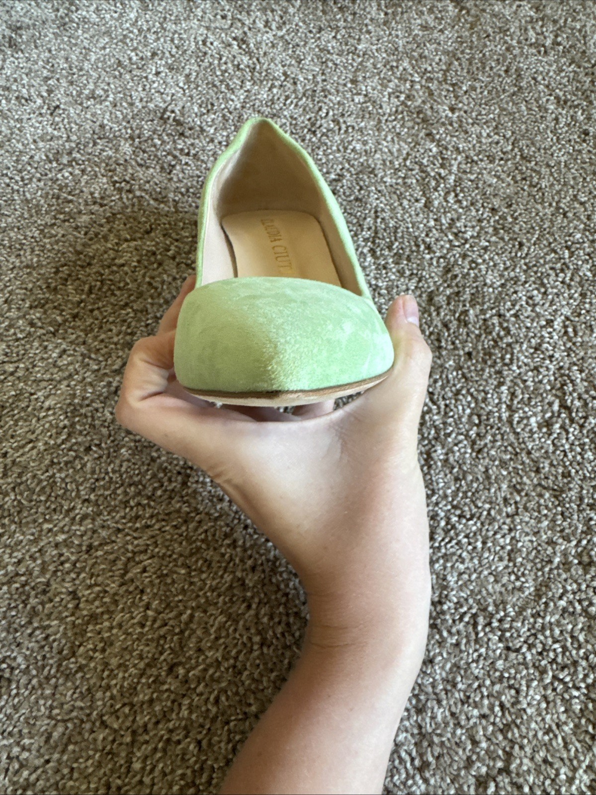 Claudia Ciuti Italy Green Suede Leather Heeled Pumps Shoes Vero Cuoio Size 7.5